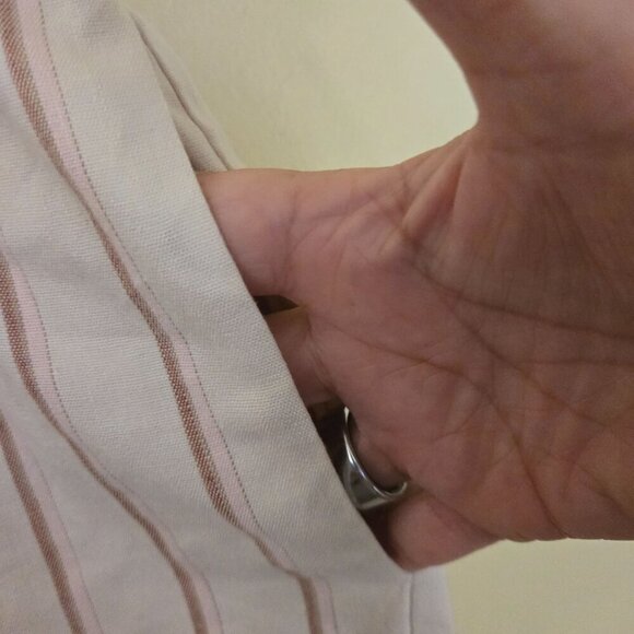 J. Jill Linen Stretch Jenna Wide Leg Crop Linen Blend Ivory Striped Pants Size M - Picture 5 of 7